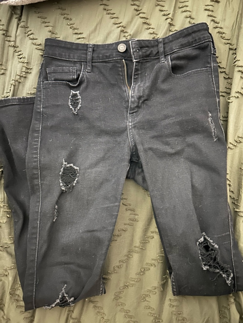 Hollister High Rise Super Skinny Black Distressed Women's Jeans